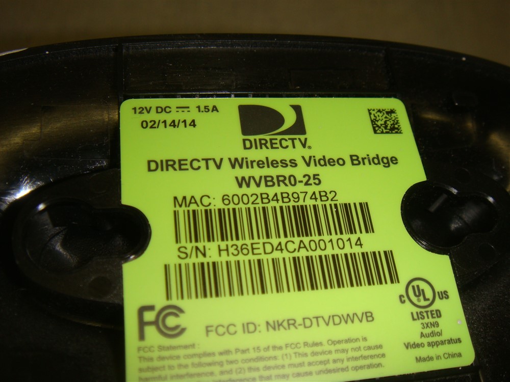 DIRECTV WIRELESS VIDEO BRIDGE WVBR025 WITH POWER ADAPTER eBay